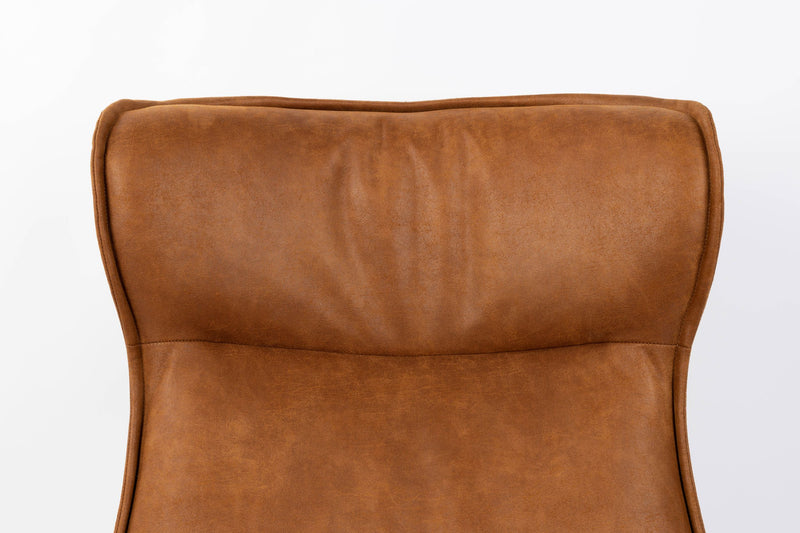 Loungesessel John Cognac mit drehbarem Metallgestell aus PU-Leder