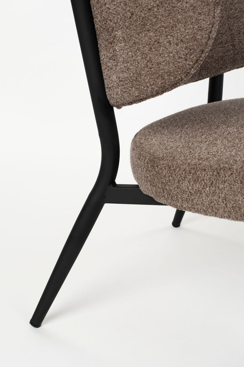 Loungesessel Sanne aus Stoff in Braun mit Stahlgestell fürs Wohnzimmer