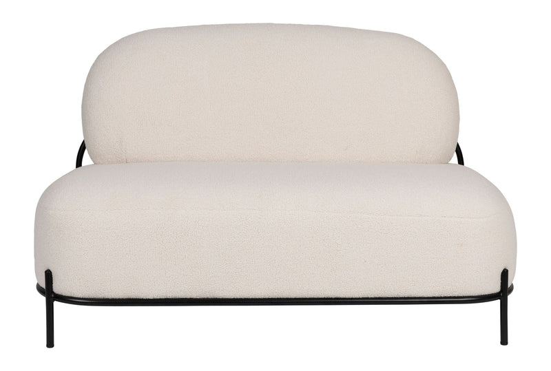 2-Sitzer Sofa Polly aus Teddy-Stoff in Ivory für Wohnzimmer