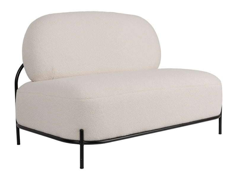 2-Sitzer Sofa Polly aus Teddy-Stoff in Ivory für Wohnzimmer