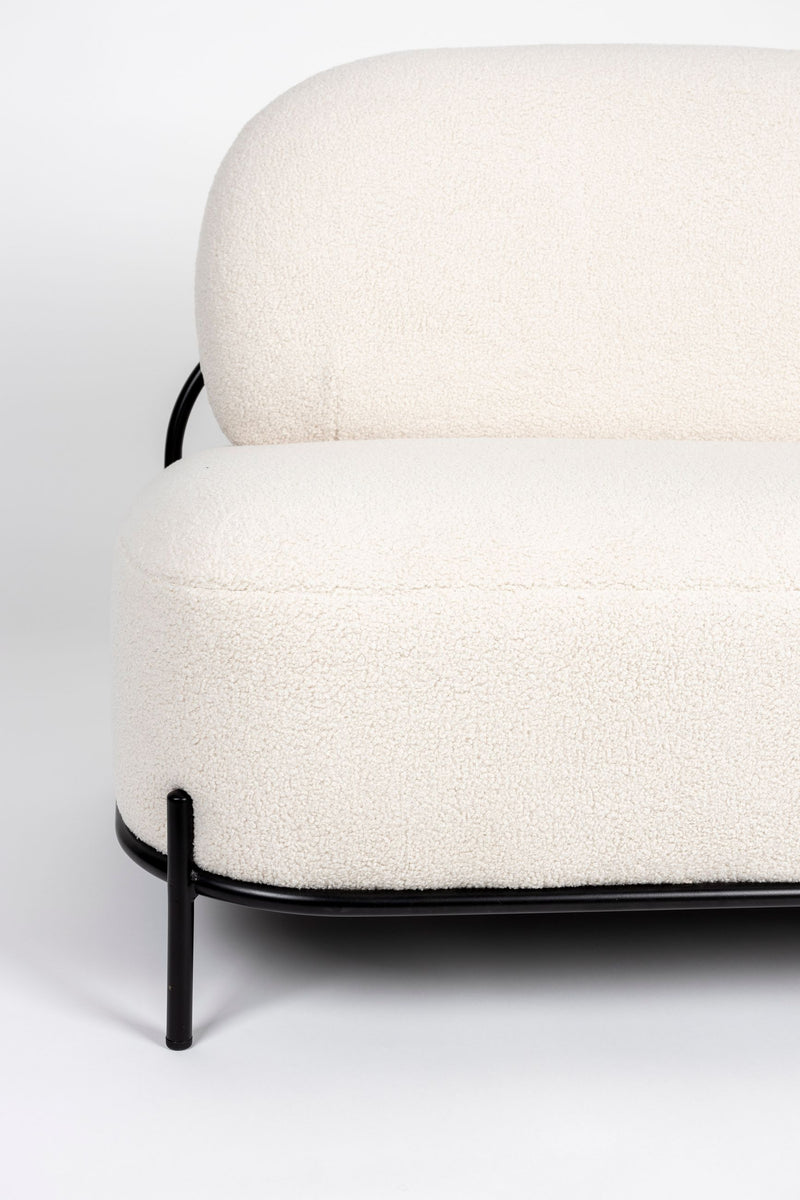 2-Sitzer Sofa Polly aus Teddy-Stoff in Ivory für Wohnzimmer