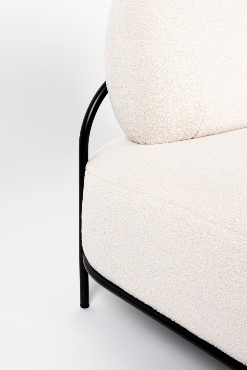 2-Sitzer Sofa Polly aus Teddy-Stoff in Ivory für Wohnzimmer