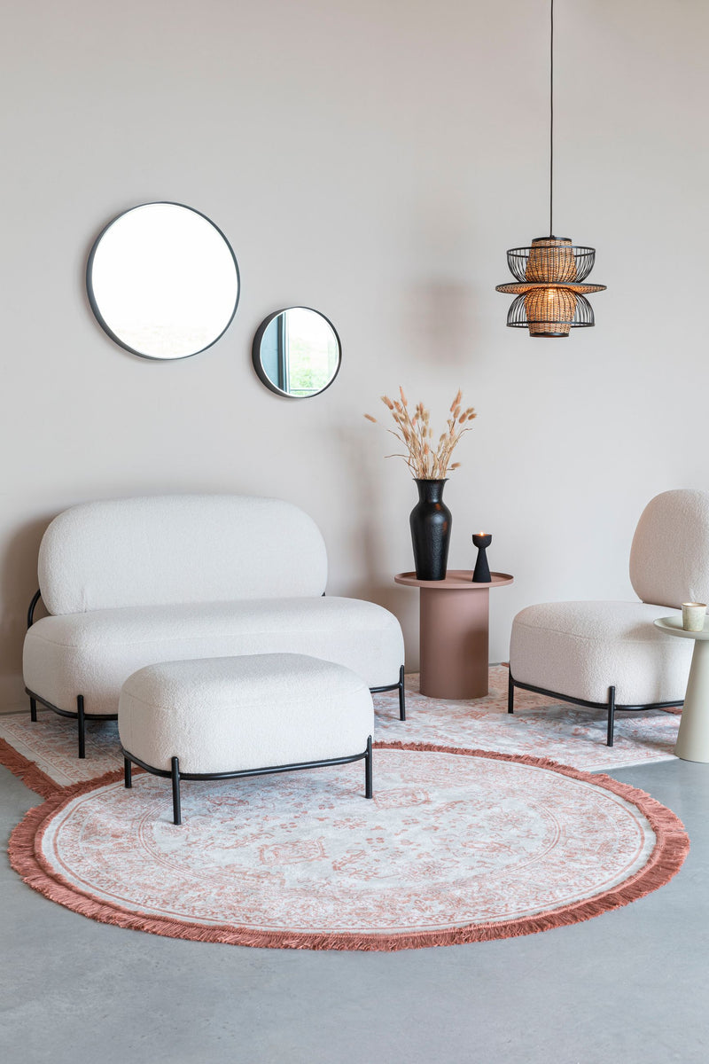 2-Sitzer Sofa Polly aus Teddy-Stoff in Ivory für Wohnzimmer