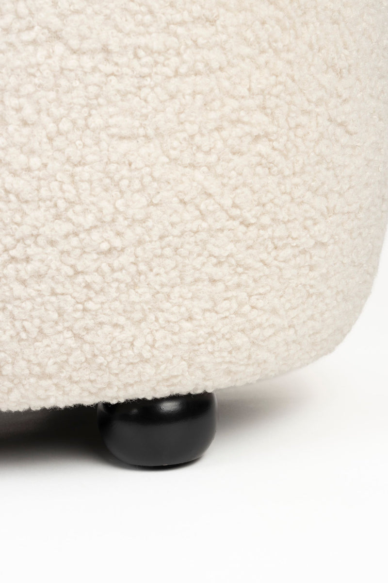 Sofa Noxx 2,5-Sitzer mit Teddy-Stoff in Weiß, Wohnzimmer-Couch
