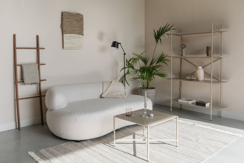 Sofa Noxx 2,5-Sitzer mit Teddy-Stoff in Weiß, Wohnzimmer-Couch