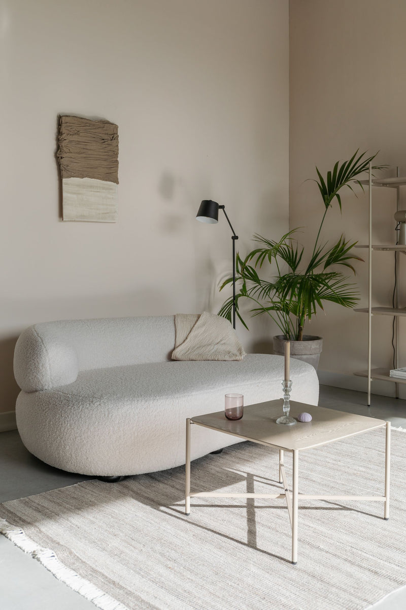 Sofa Noxx 2,5-Sitzer mit Teddy-Stoff in Weiß, Wohnzimmer-Couch