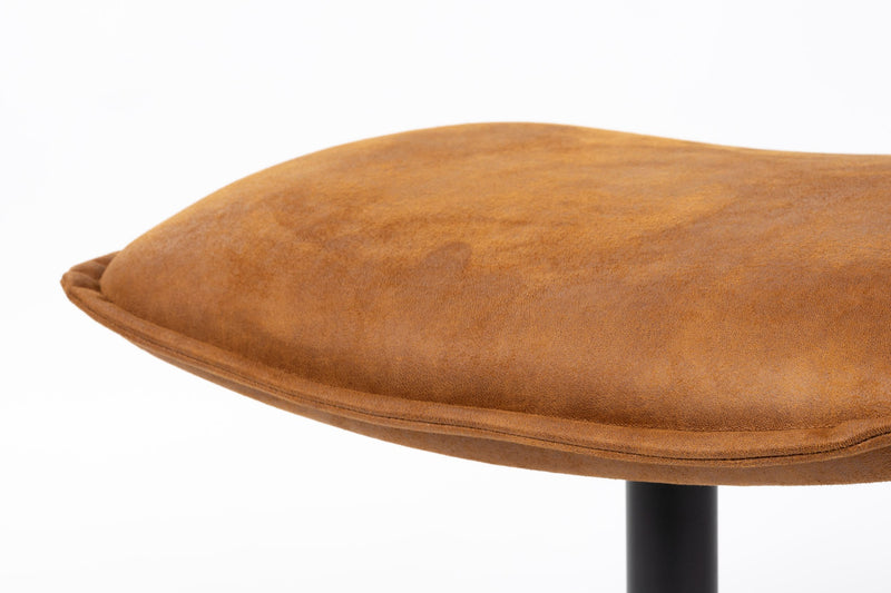 Hocker John in Cognac aus PU-Kunstleder mit stabilem Metallgestell