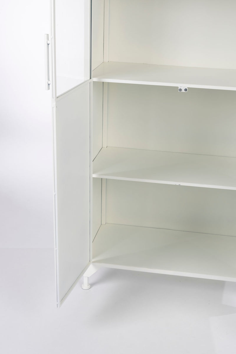 Schrank Miya High 2do aus Metall in Weiß mit Glastüren fürs Wohnzimmer