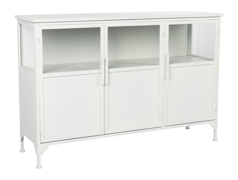 Schrank Miya Low 3do aus Metall in Weiß im Industrial-Design