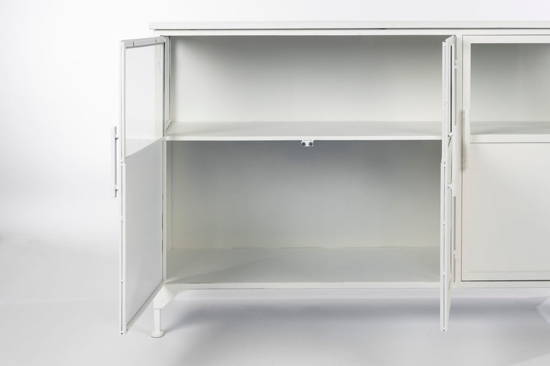 Schrank Miya Low 3do aus Metall in Weiß im Industrial-Design