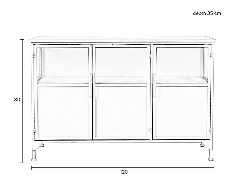 Schrank Miya Low 3do aus Metall in Weiß im Industrial-Design
