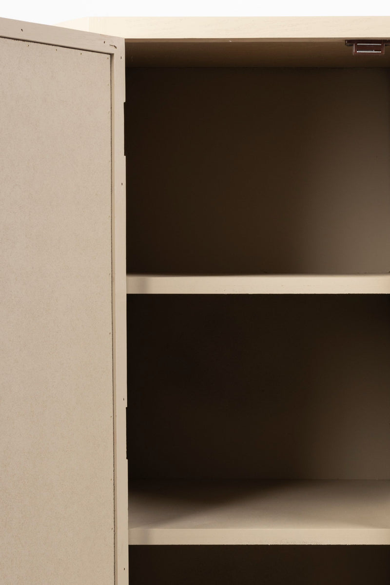 Schrank Amaya im Japandi-Stil, Beige mit geflochtenen Rattantüren