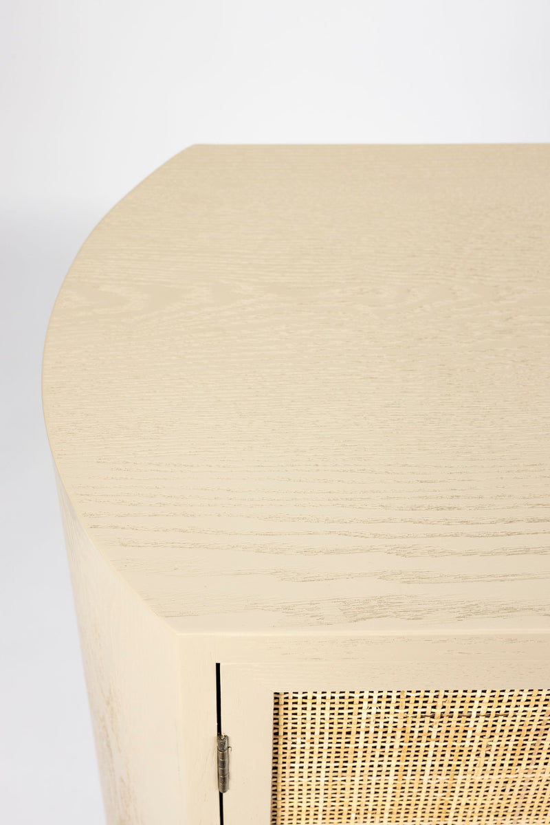 Schrank Amaya im Japandi-Stil, Beige mit geflochtenen Rattantüren