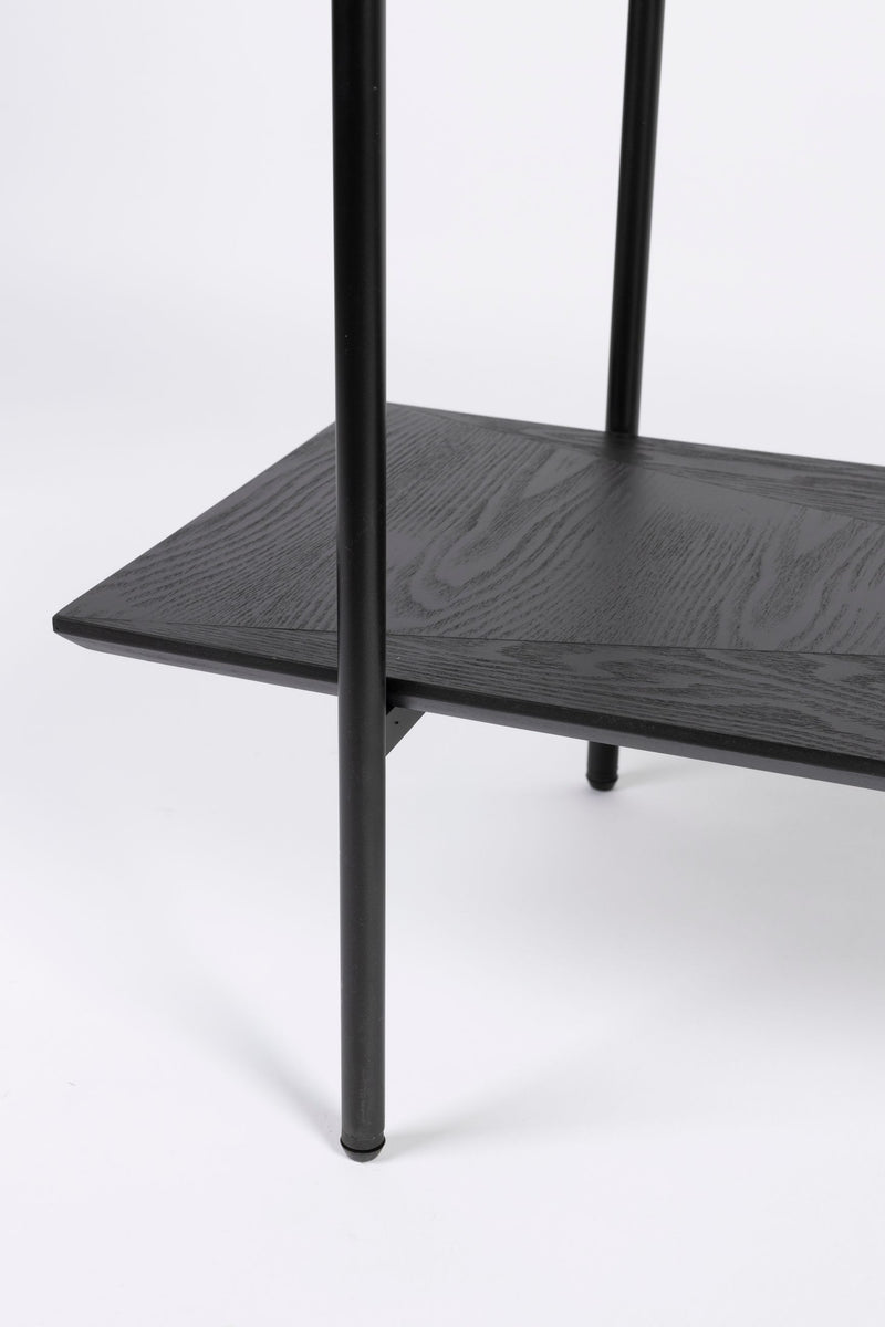 Regal Marcio Schwarz mit Metallgestell und Holzstruktur-Böden, 180 cm