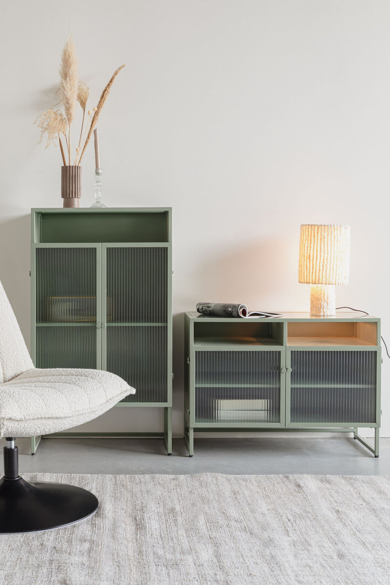 Schrank Herbe Large aus MDF in Grün fürs Wohnzimmer, 105 cm hoch