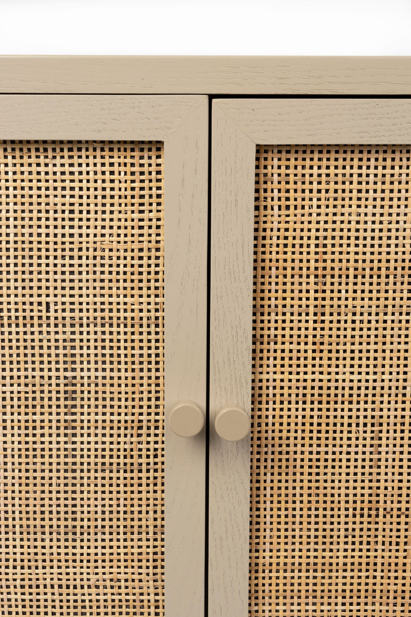 Sideboard Amaya im Japandi-Stil, Beige mit Rattantüren und Schubladen