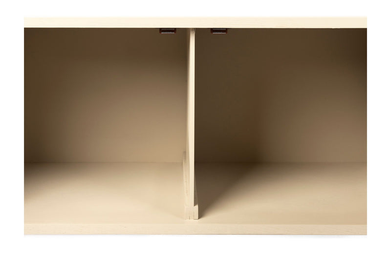 Sideboard Amaya im Japandi-Stil, Beige mit Rattantüren und Schubladen