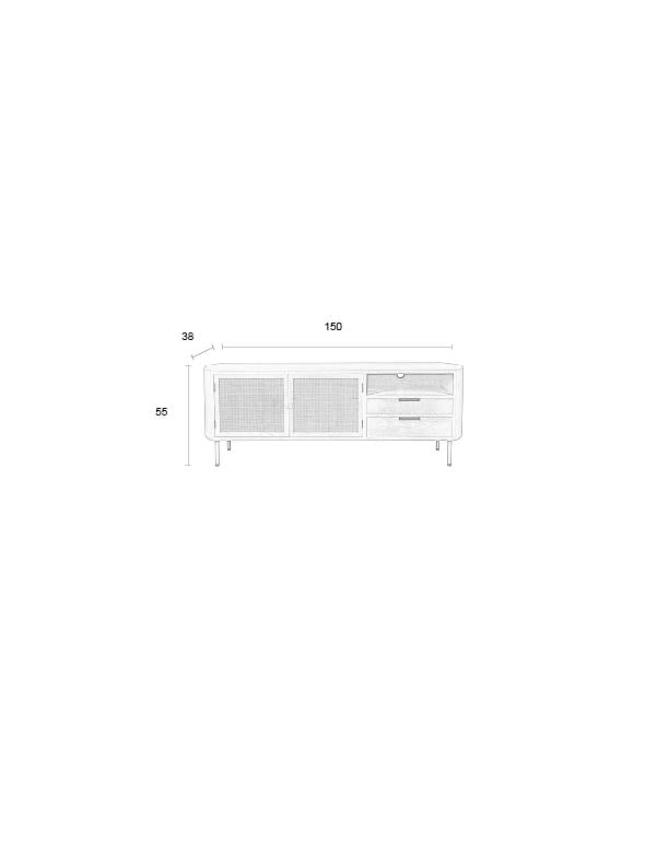 Sideboard Amaya im Japandi-Stil, Beige mit Rattantüren und Schubladen