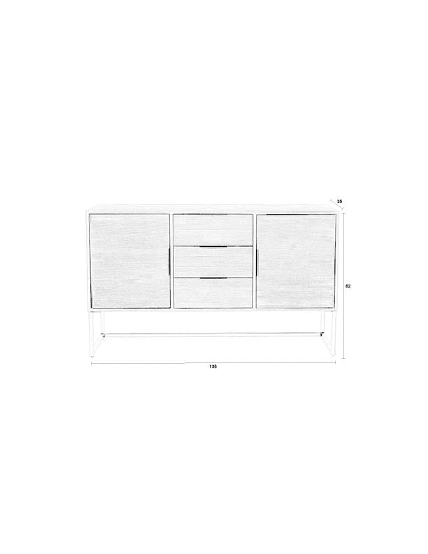Sideboard Webster High aus recyceltem Teakholz mit Schiebetüren, Braun