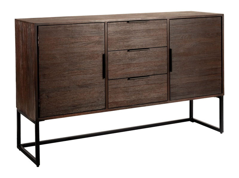 Sideboard Webster High aus recyceltem Teakholz mit Schiebetüren, Braun