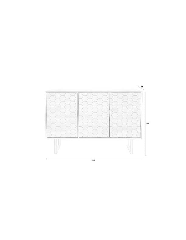 Sideboard Linc High in Schwarz mit Sechseckmuster aus Fichtenholz