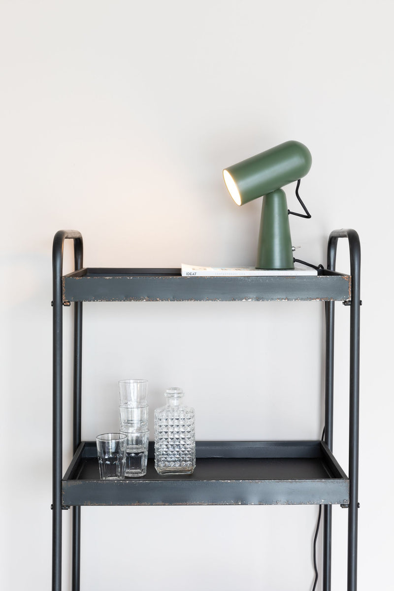 Schreibtischlampe Vesper in Grün mit Metall-Lampenschirm, E27