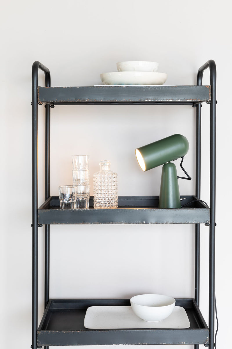 Schreibtischlampe Vesper in Grün mit Metall-Lampenschirm, E27