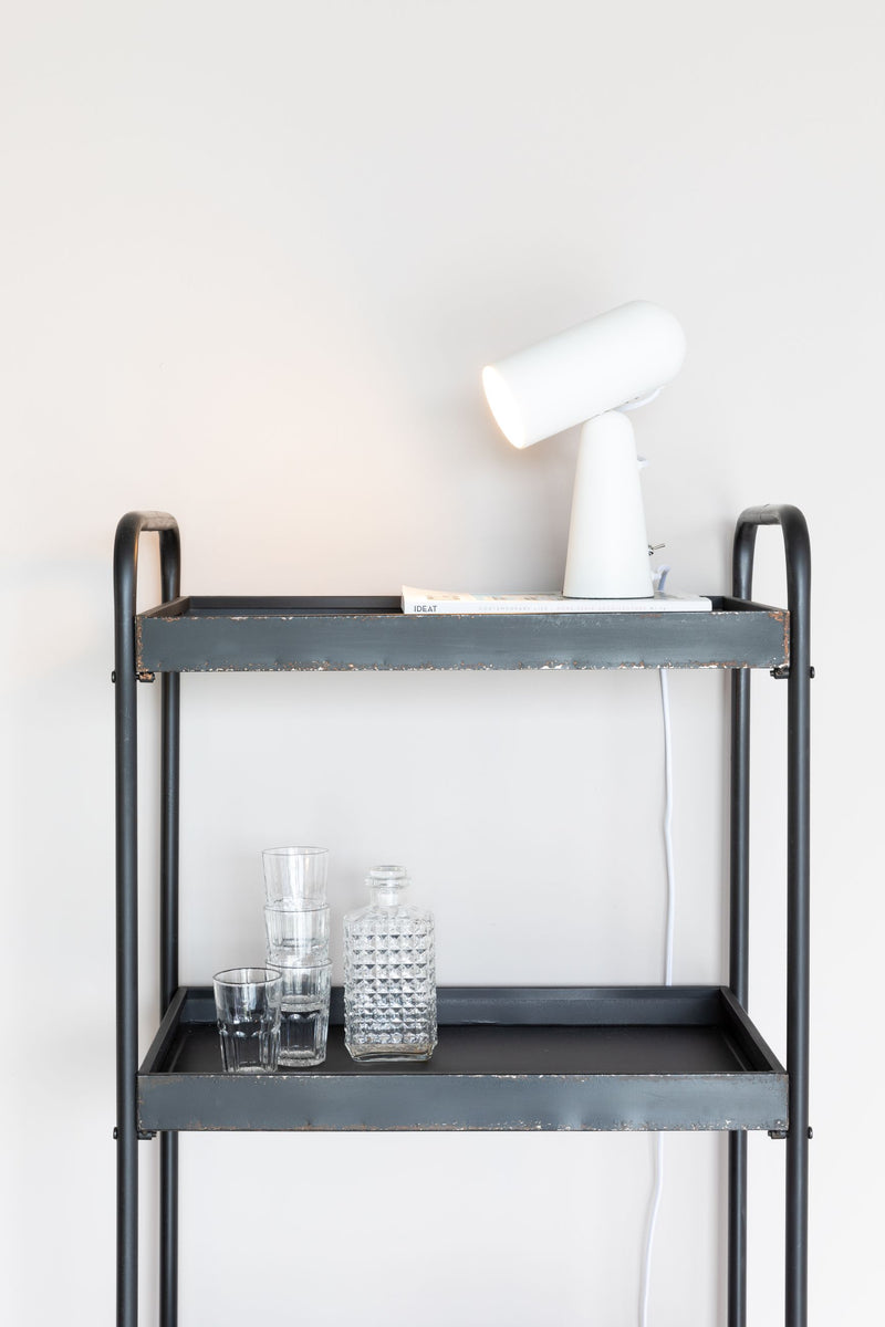 Schreibtischlampe Vesper in Weiß mit drehbarem Magnet-Lampenschirm