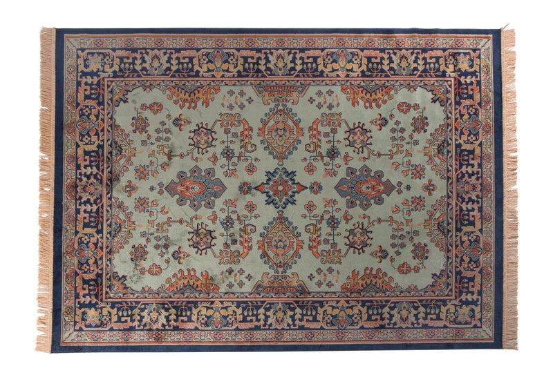 Teppich Raz 160x230 cm Grün mit Fransen, Viskose für Wohnzimmer