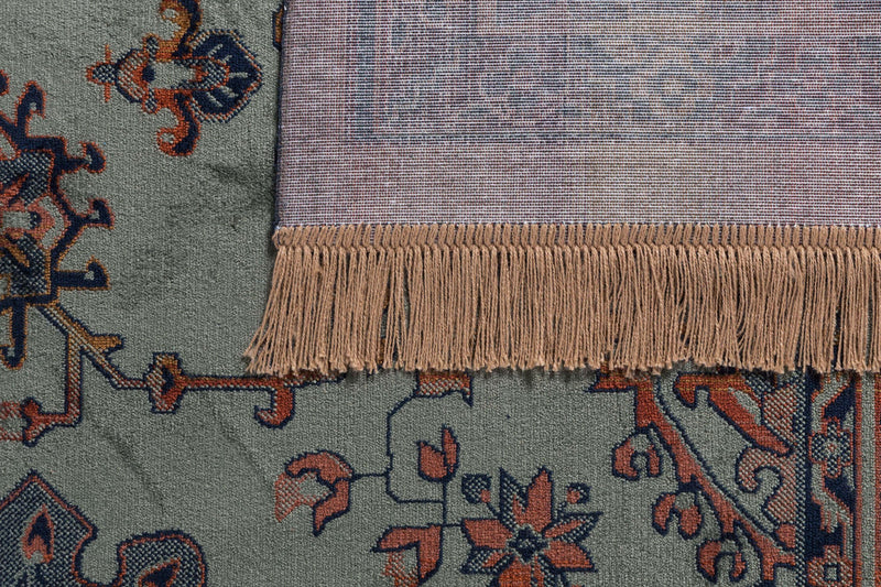 Teppich Raz 160x230 cm Grün mit Fransen, Viskose für Wohnzimmer