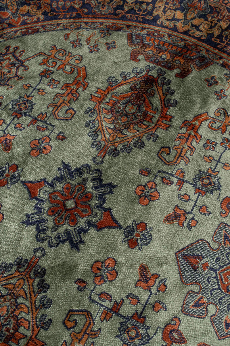 Teppich Raz aus Viskose, 160x160 cm in Grün mit Fransen für Wohnzimmer