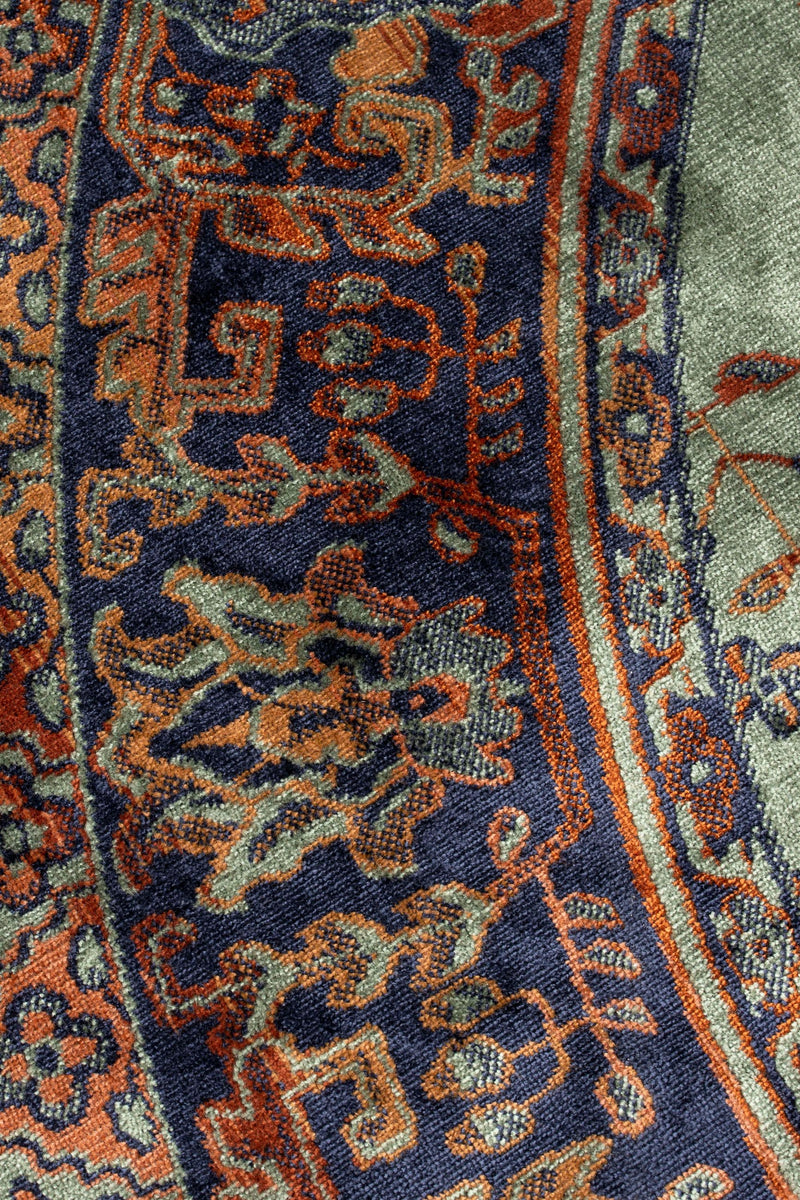 Teppich Raz 200x200 cm Grün mit Fransen aus Viskose fürs Wohnzimmer