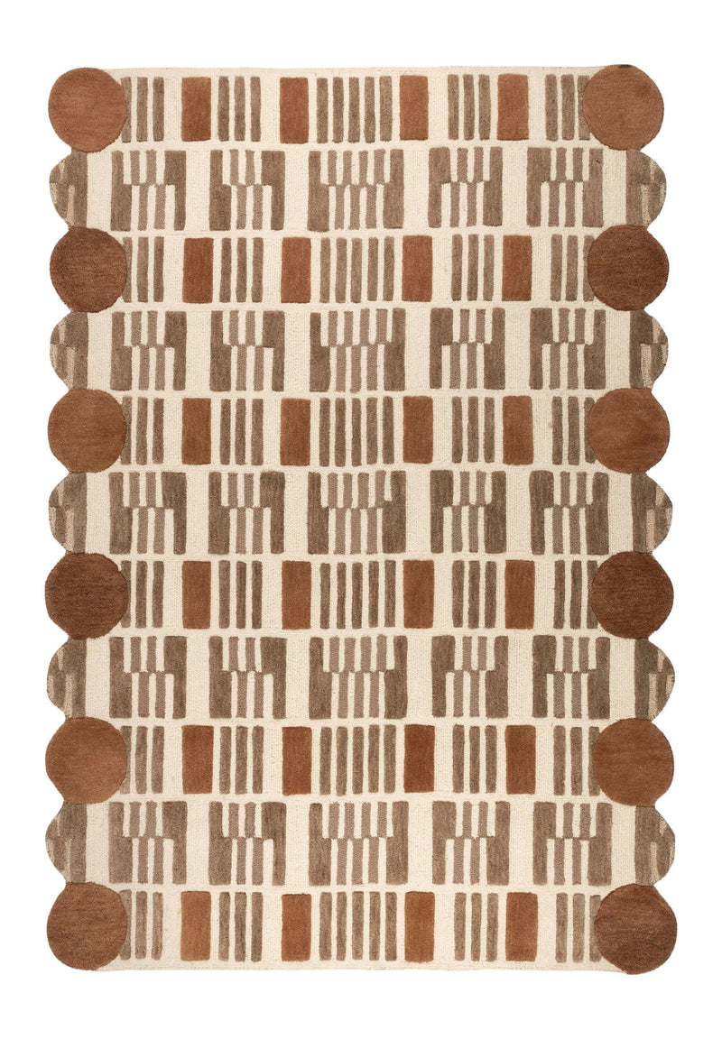 Teppich Mundra 160x230 cm aus 100% Wolle in Beige, Wohnzimmer
