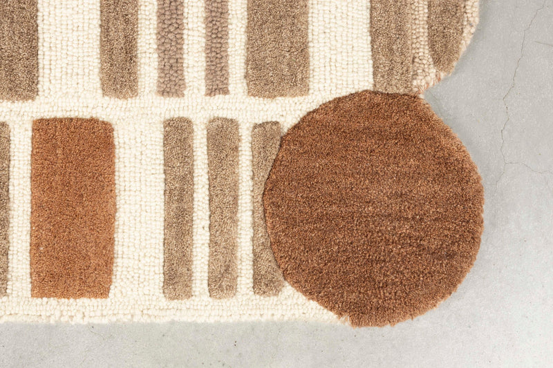 Teppich Mundra 160x230 cm aus 100% Wolle in Beige, Wohnzimmer