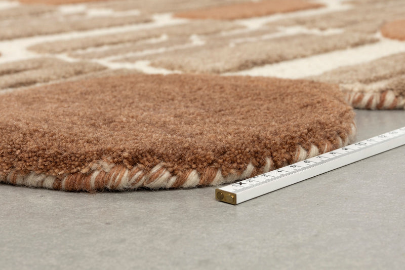 Teppich Mundra 160x230 cm aus 100% Wolle in Beige, Wohnzimmer