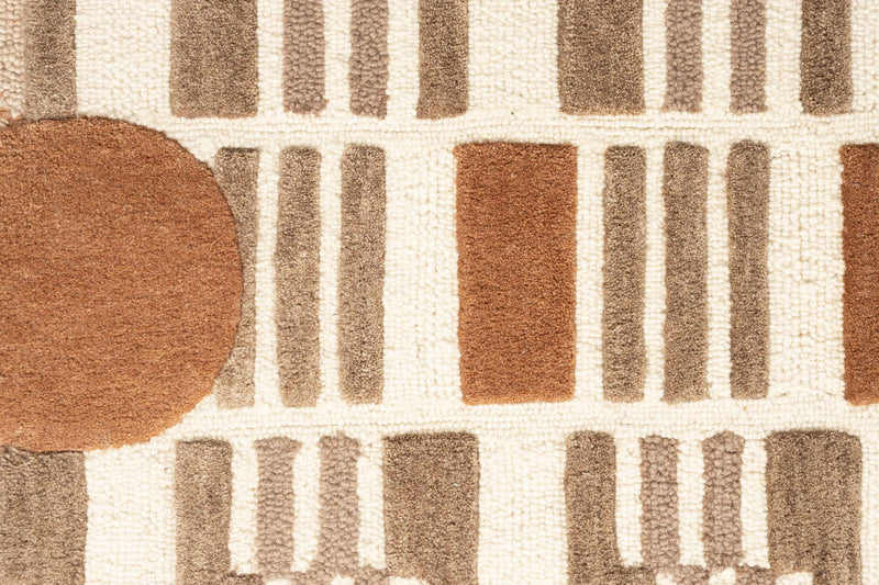 Teppich Mundra 160x230 cm aus 100% Wolle in Beige, Wohnzimmer