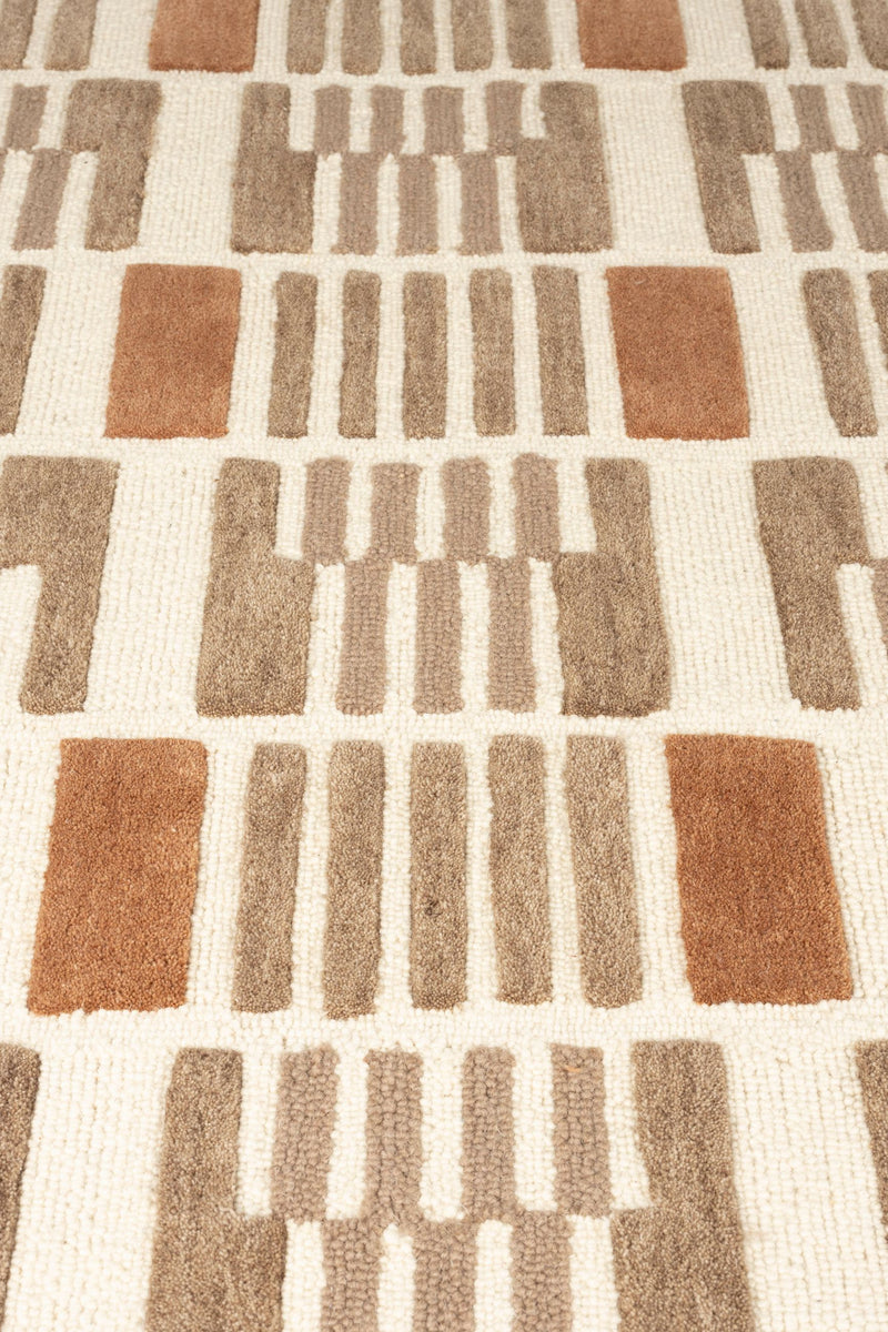 Teppich Mundra 160x230 cm aus 100% Wolle in Beige, Wohnzimmer