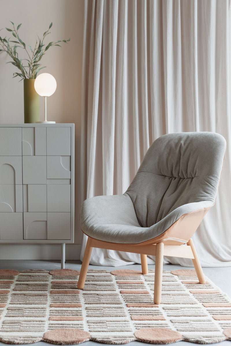 Teppich Mundra 160x230 cm aus 100% Wolle in Beige, Wohnzimmer