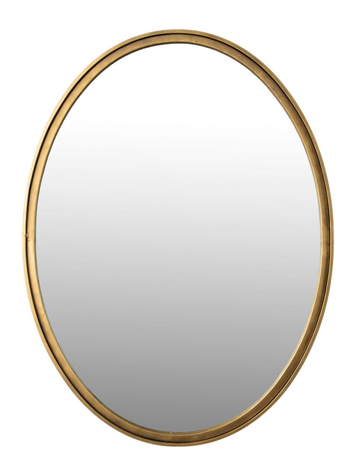 Wandspiegel Matz Oval Antikbronze in Gesamtansicht mit ovalem Metallrahmen in Antikbronze.
