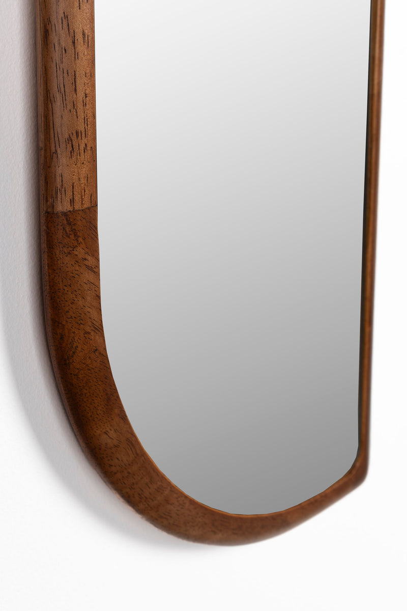 Wandspiegel Nyko Rechteckig aus Gummiholz in Beige, 120 x 26 cm