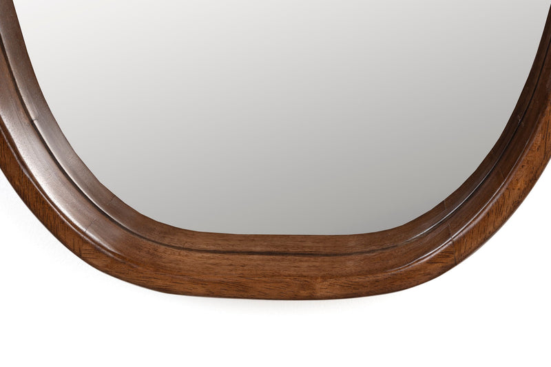 Wandspiegel Nyko L mit Rahmen aus Gummiholz, 120 x 40 cm, Beige