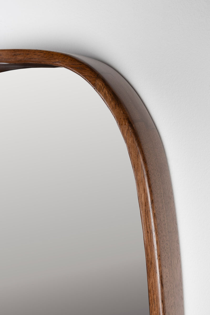 Wandspiegel Nyko L mit Rahmen aus Gummiholz, 120 x 40 cm, Beige