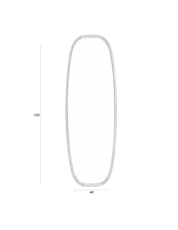 Wandspiegel Nyko L mit Rahmen aus Gummiholz, 120 x 40 cm, Beige