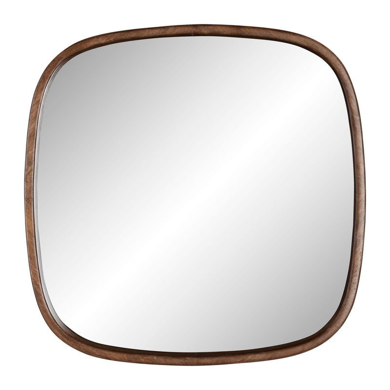 Wandspiegel Nyko Square, quadratisch mit Gummiholzrahmen in Beige