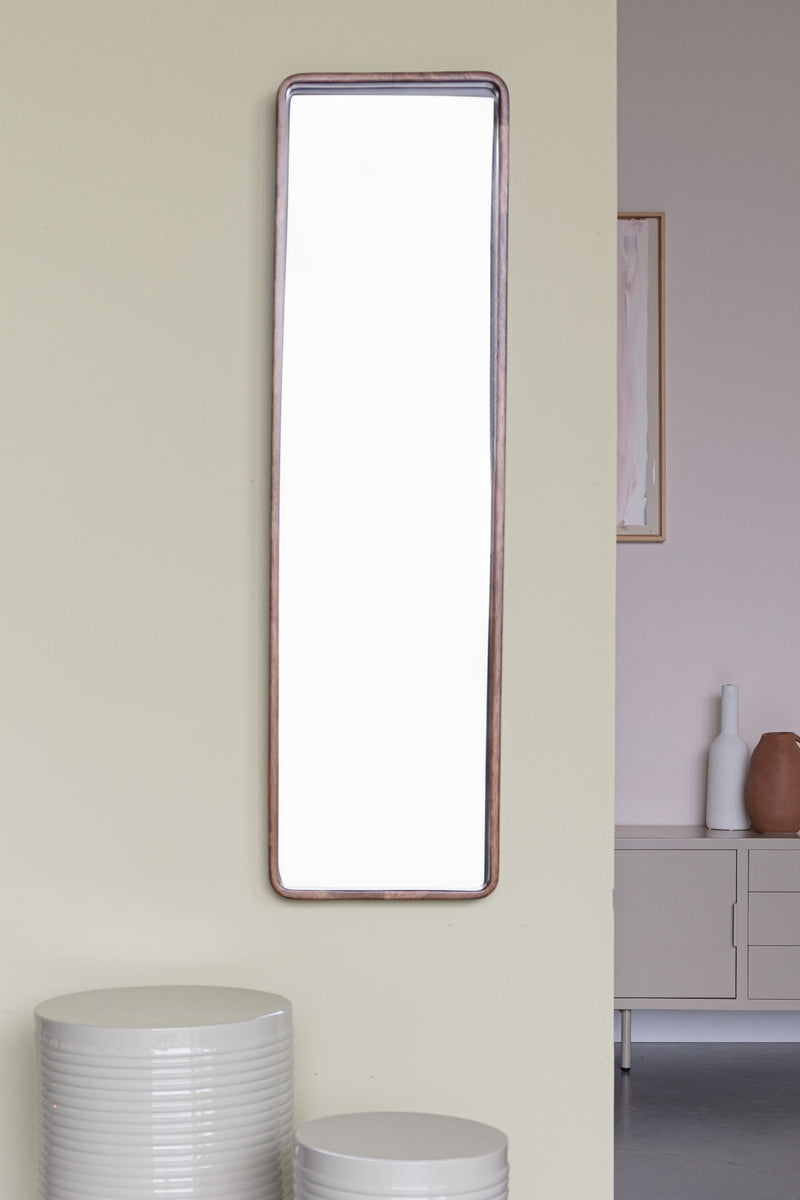 Wandspiegel Nyko Rectangle L, 120x34 cm, Gummibaumholz-Rahmen in Beige
