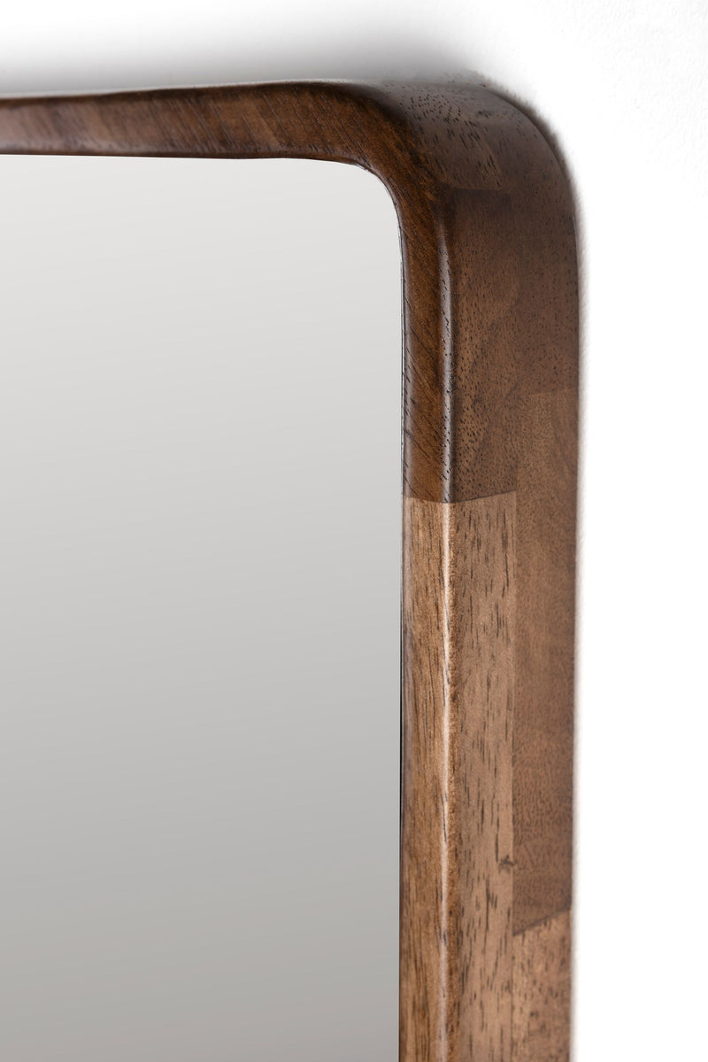 Wandspiegel Nyko Rectangle L, 120x34 cm, Gummibaumholz-Rahmen in Beige