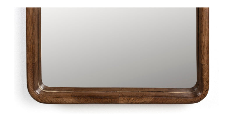 Wandspiegel Nyko Rectangle L, 120x34 cm, Gummibaumholz-Rahmen in Beige