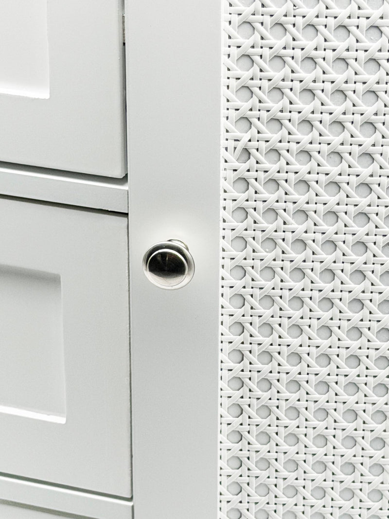 Badschrank mit Wiener Geflecht, 55x80 cm, Weiß von Wohnling