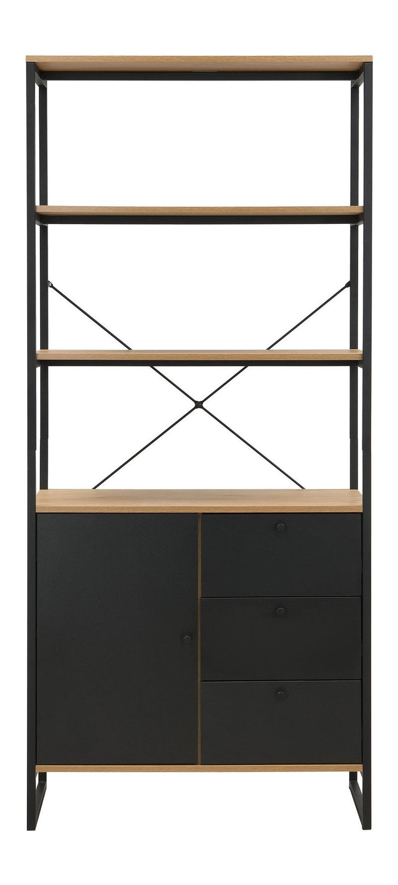 Bücherregal Wohnling 180 cm im Industrial-Look, Eiche Dekor