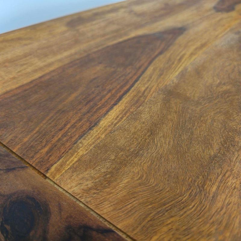 Couchtisch Sheesham Massivholz 100cm mit Ablagefach, Industrial Design